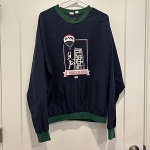 Vintage‎ MTS Trailbreaker 5K Windbreaker Pullover Navy Green Made in USA Large